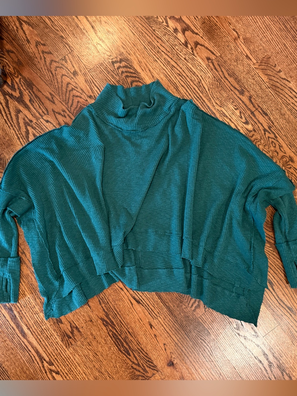 Free People green oversize boxy sweater with mock neck, small